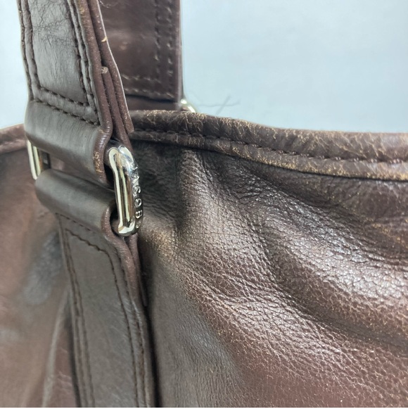 Y2K Marc Jacobs Large Brown Leather Horizontal Tote Bag  22x17" Big Tote - Picture 11 of 16